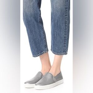 Vince Stylish Gray Silver Metallic Slip-On Women's Shoes New